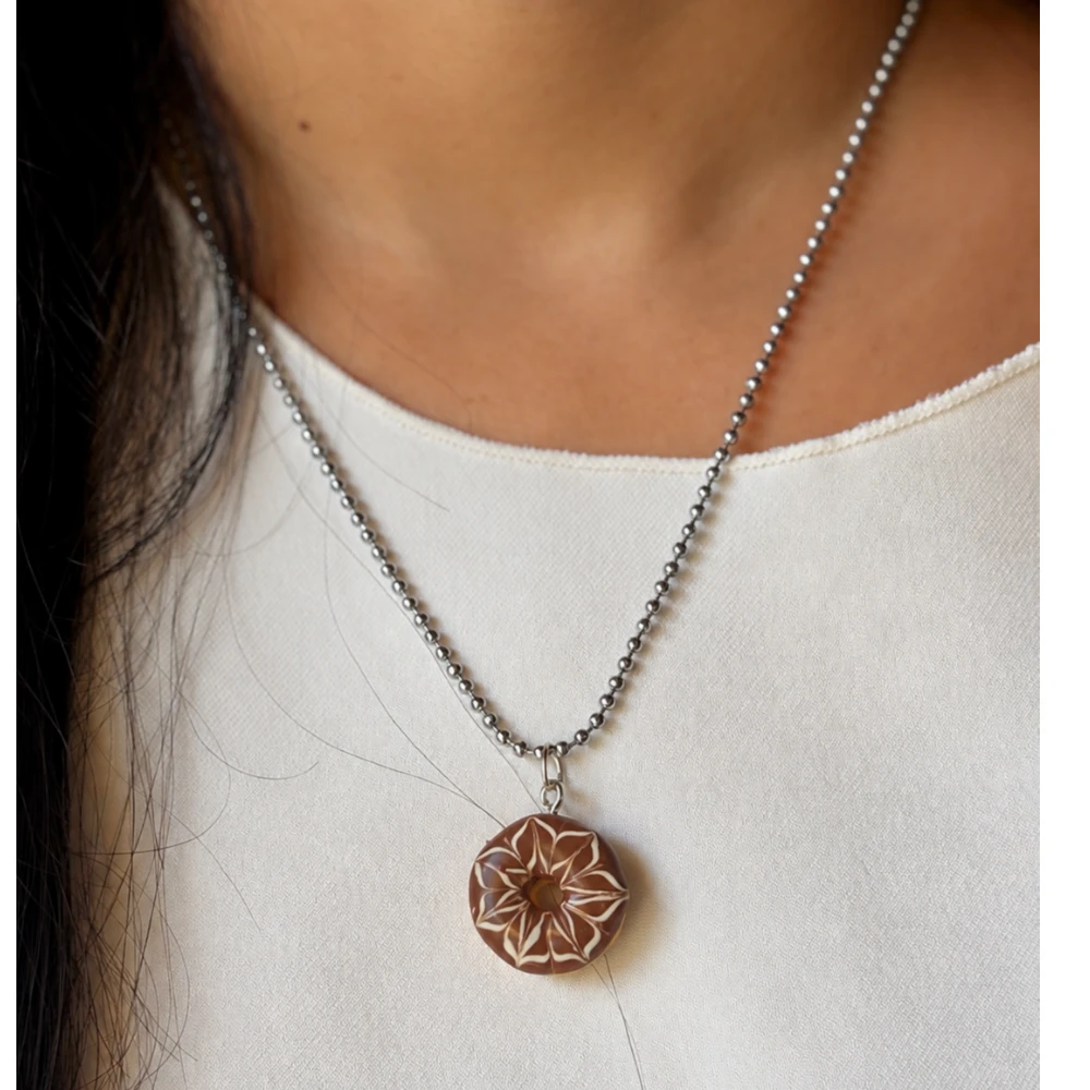 Miniature Frosted Flower Donut Necklace