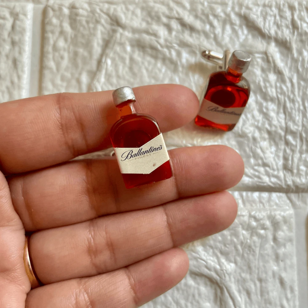 Miniature Ballentine Whiskey Cufflinks