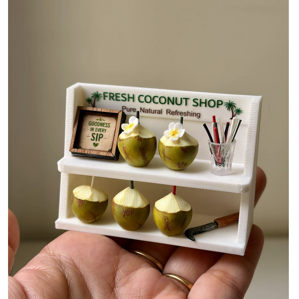 Miniature Fresh Coconut Shop Fridge Magnet