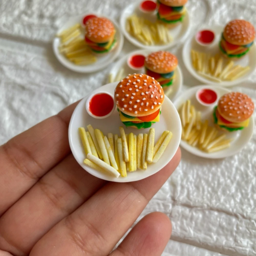 Miniature Burger Fries Fridge Magnet