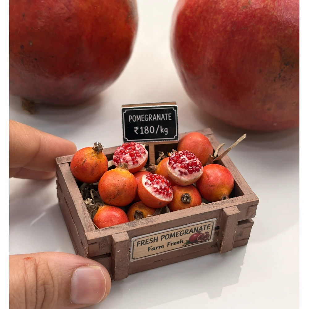 Miniature Pomegranate Crate Fridge Magnet
