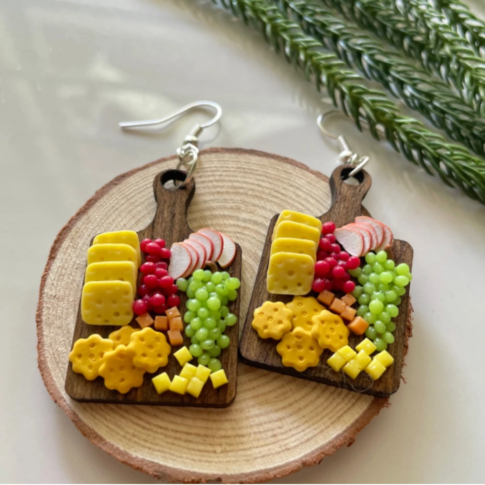 Miniature Cheese Platter Earrings