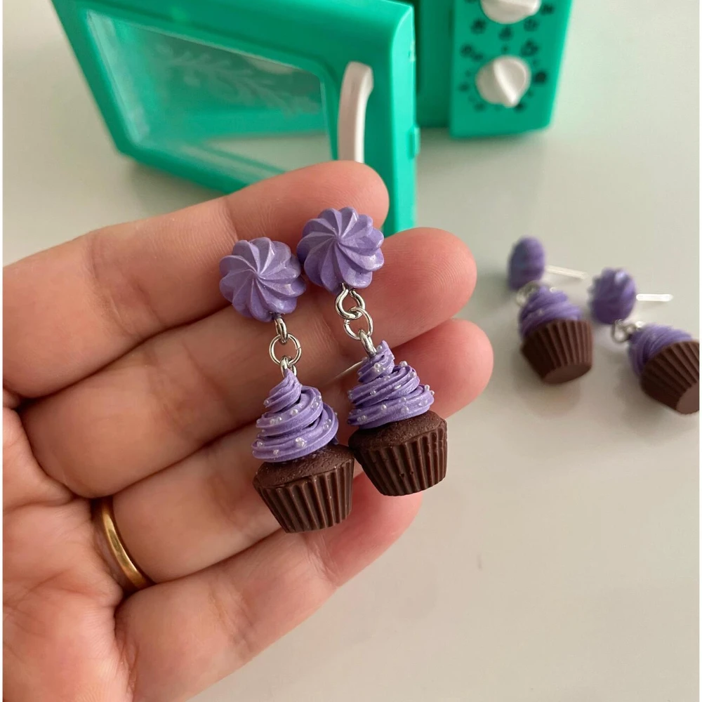 Miniature Purple Cupcake earrings