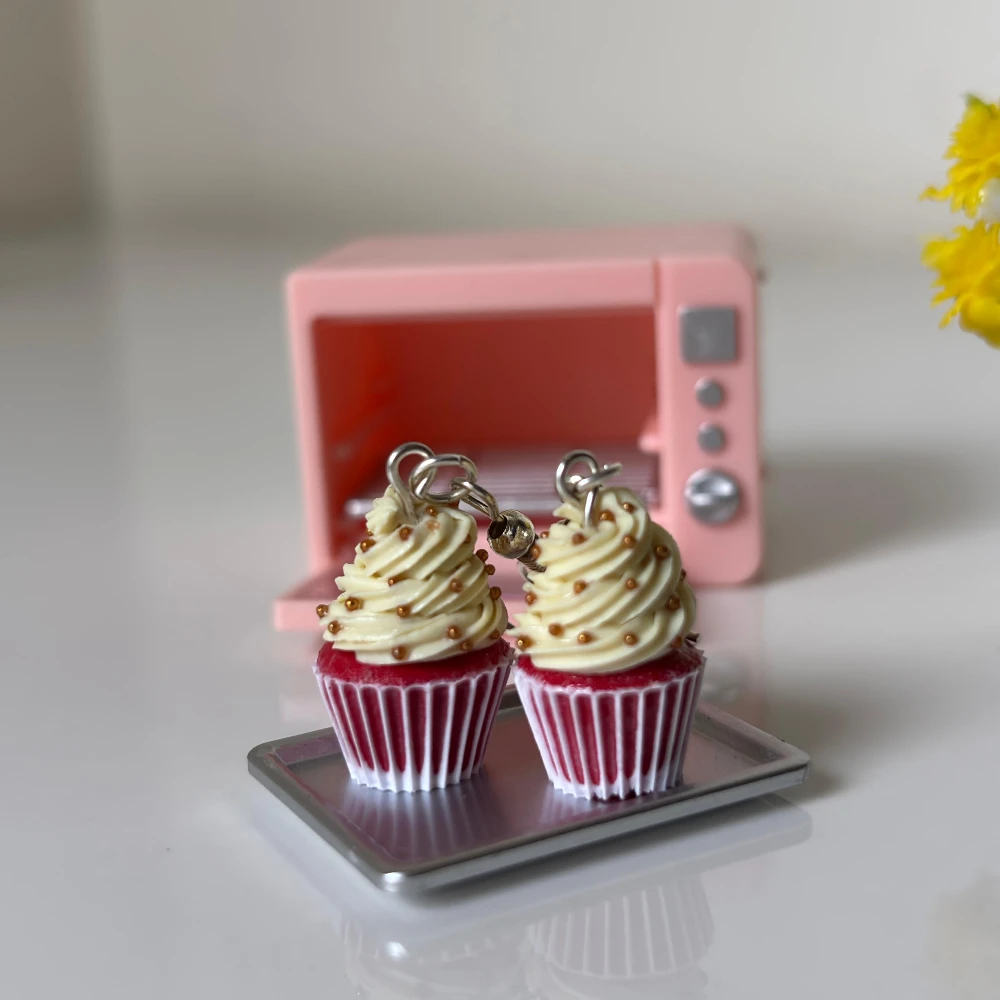 Miniature Red Velvet Cupcake Earrings