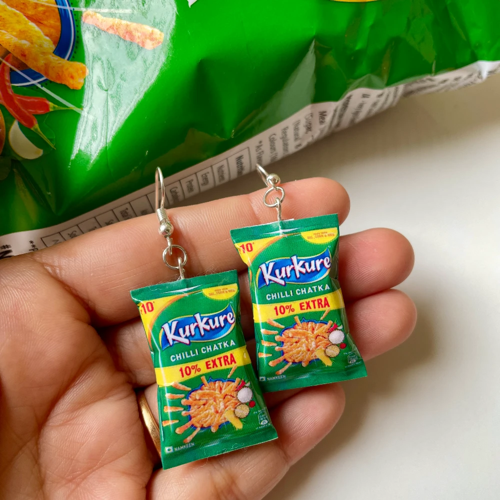 Miniature Chilli Chatka Kurkure Earrings