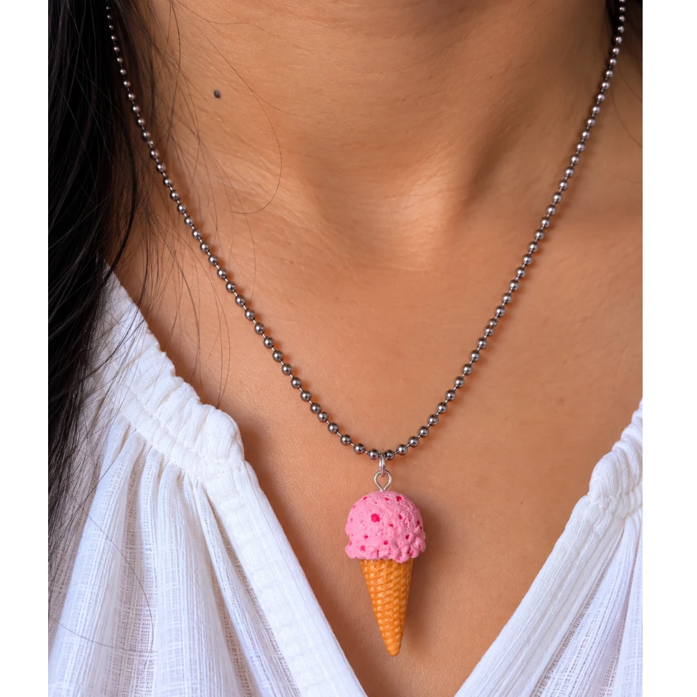 Miniature Strawberry Icecream Necklace