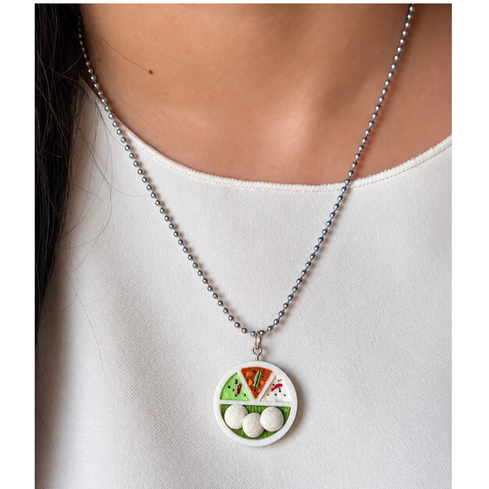 Miniature Idli Sambar Necklace