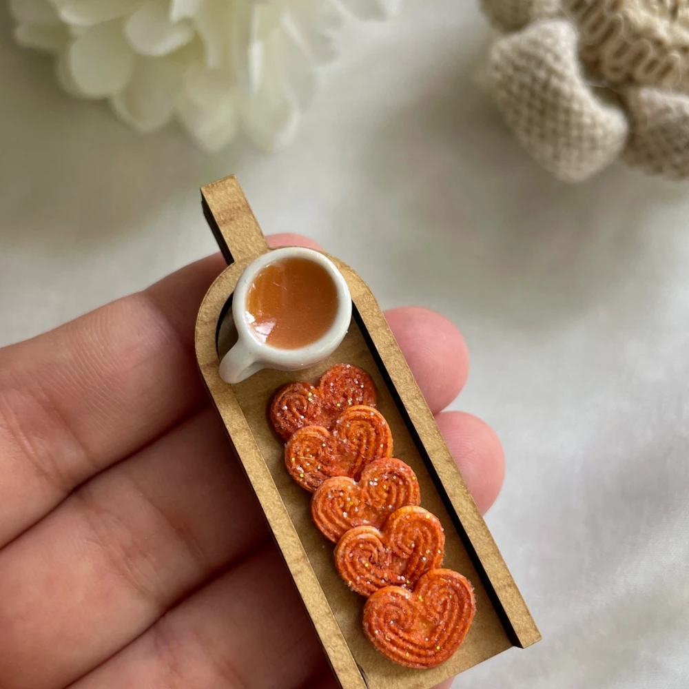 Miniature Chai With Little Hearts Biscuit Magnet
