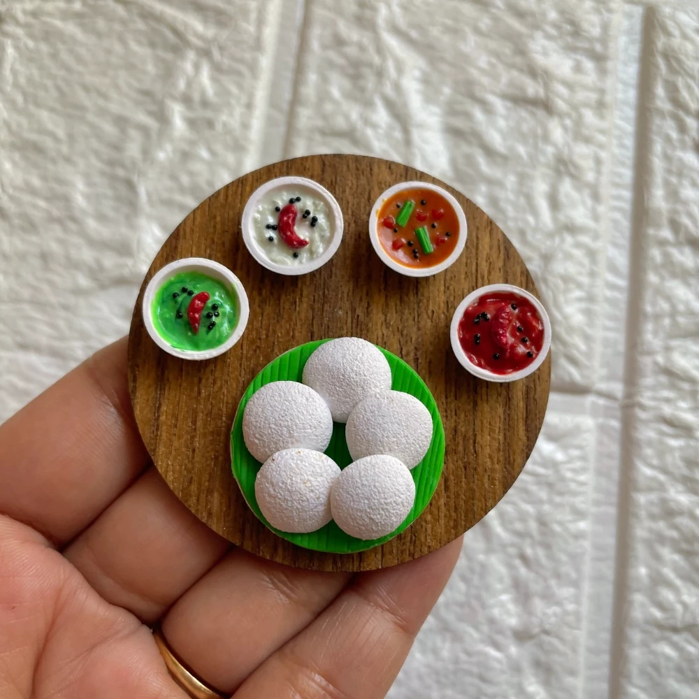 Miniature Fresh Idli With Sambhar Fridge Magnet