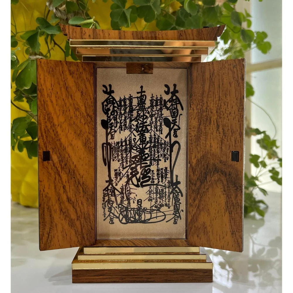 Miniature Natural Teak Wooden Buddhist Shrine