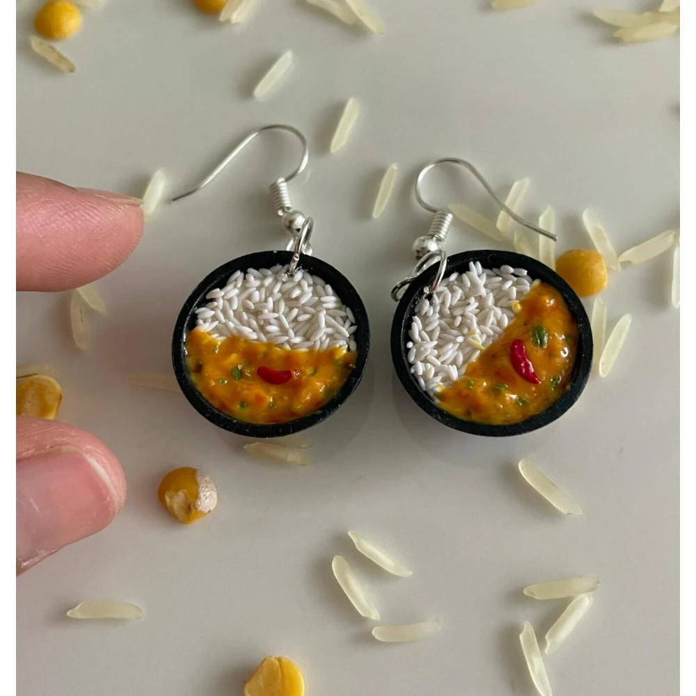 Miniature Dal Chawal Earrings