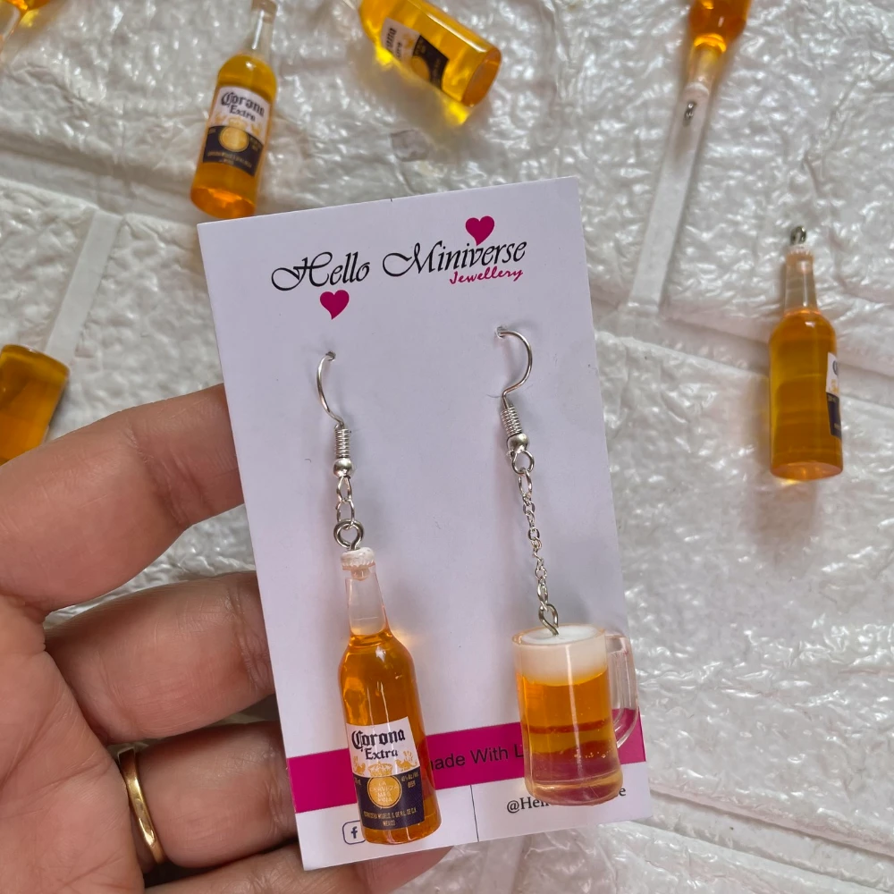 Miniature Spanish Corona beer bottle earrings
