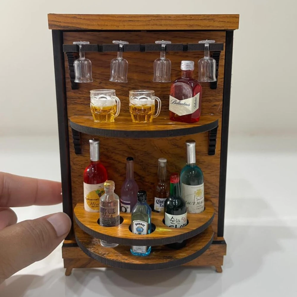 Miniature Natural Teak Wooden Bar