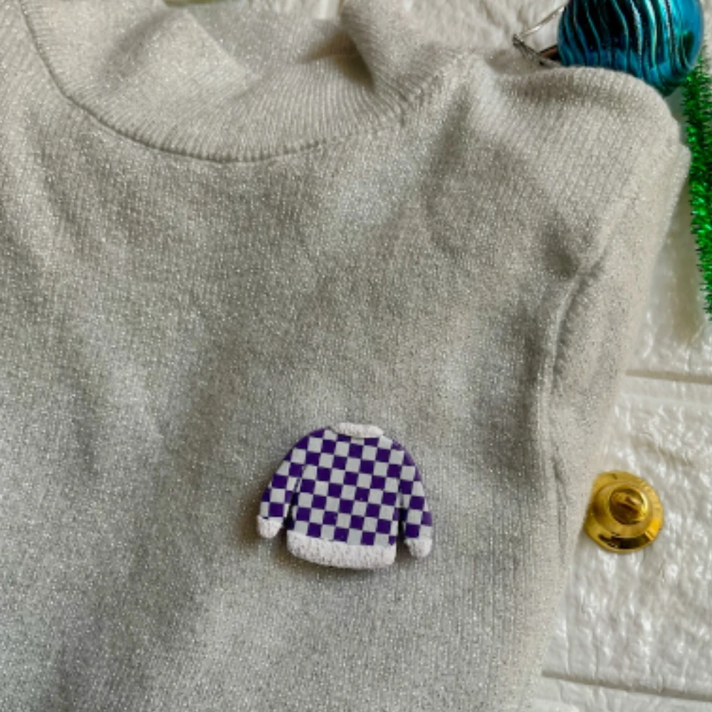 Christmas Jumper Blue Statement Brooch Pin