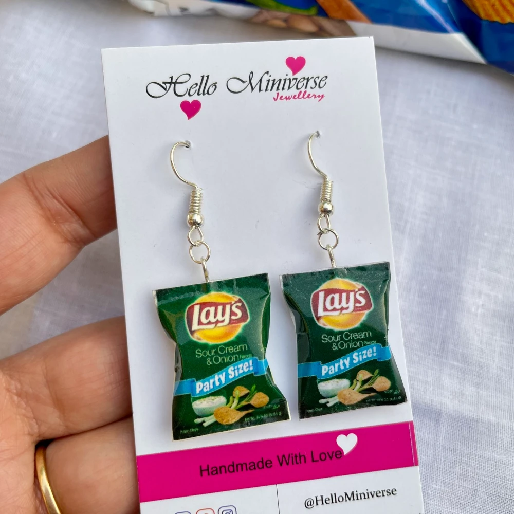 Miniature Lay's sour cream & onion Earrings