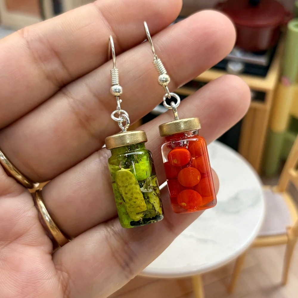 Miniature Pickle Jar Earrings