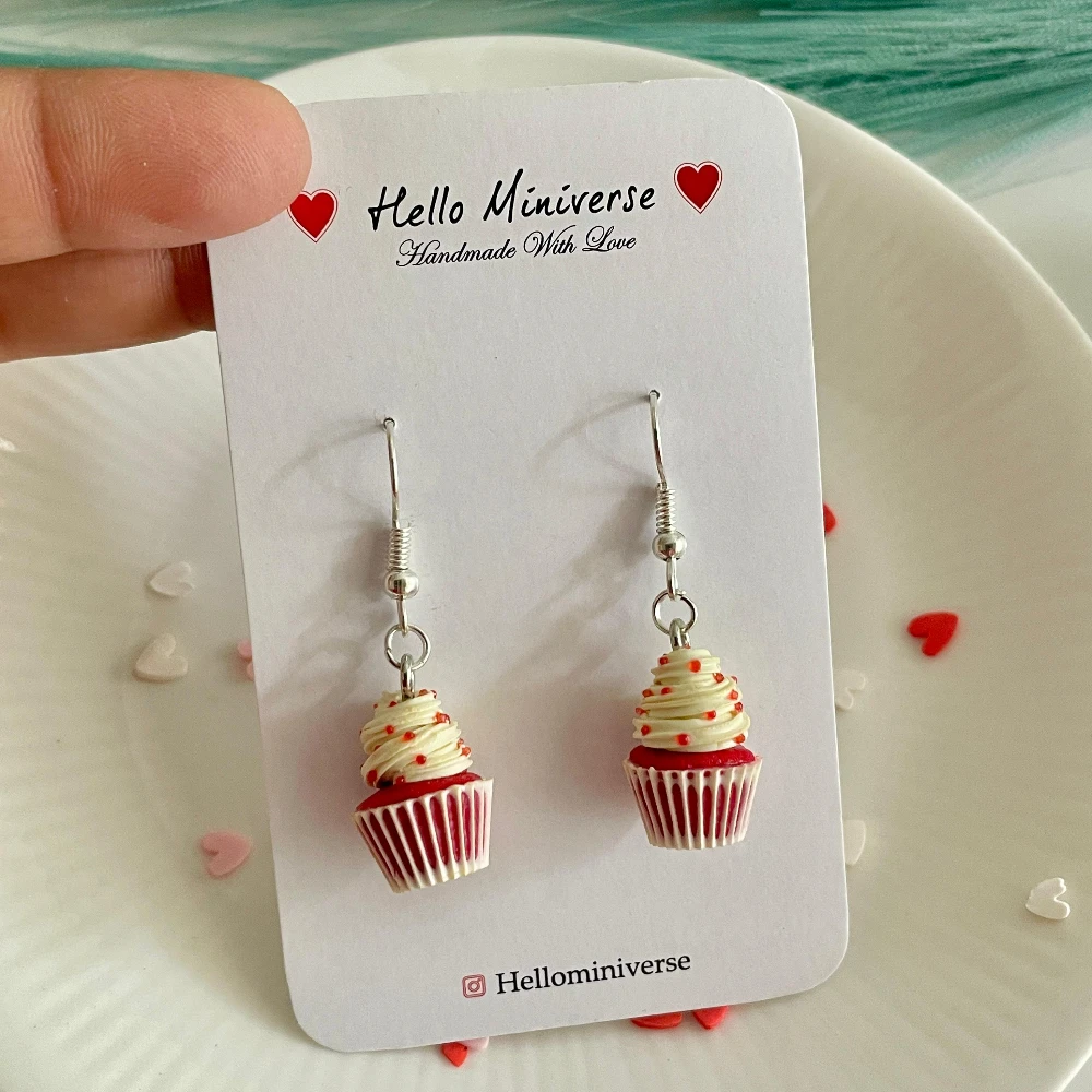Miniature Red Velvet Cupcake Earrings