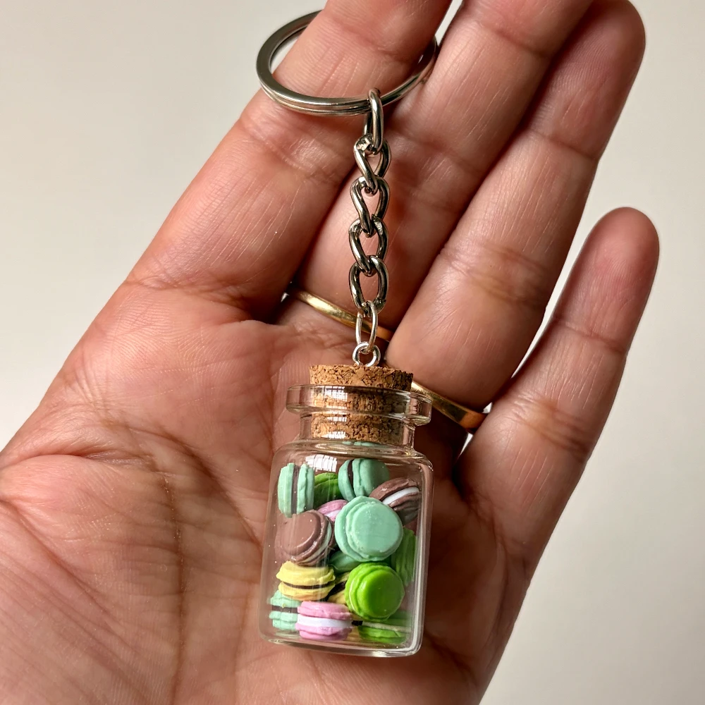 Miniature Macarons Jar Keychain