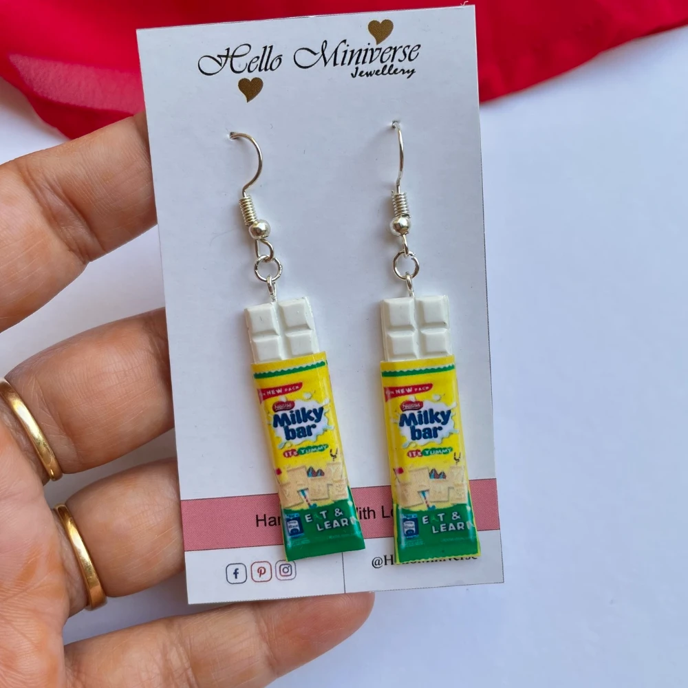 Miniature Milky Bar Earrings
