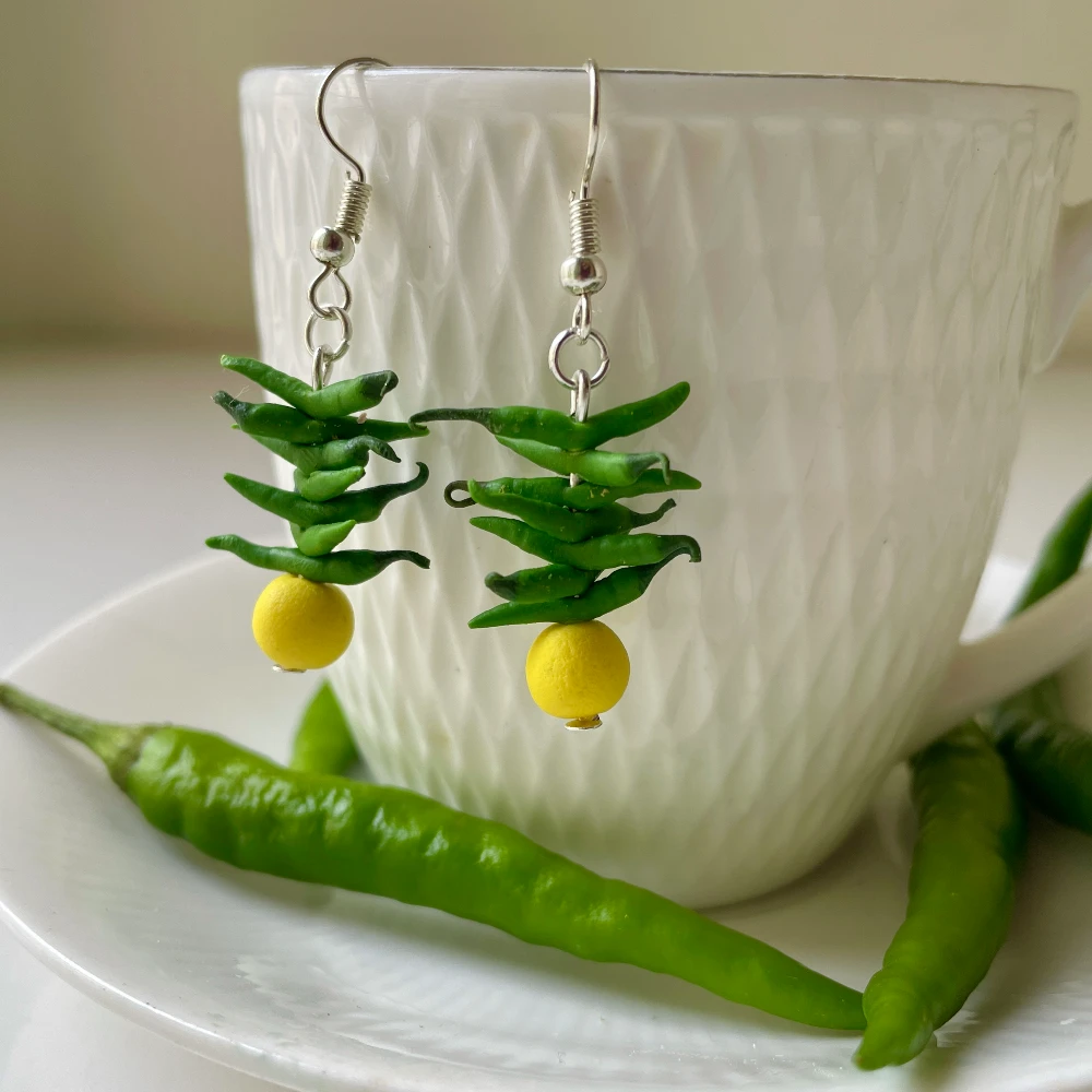 Miniature Nimbu Mirchi Nazar Battu Earrings