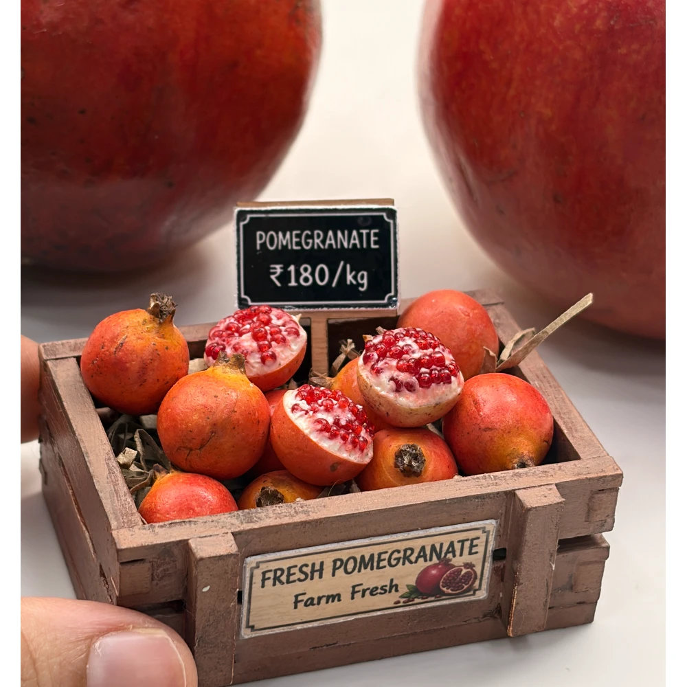 Miniature Pomegranate Crate Fridge Magnet