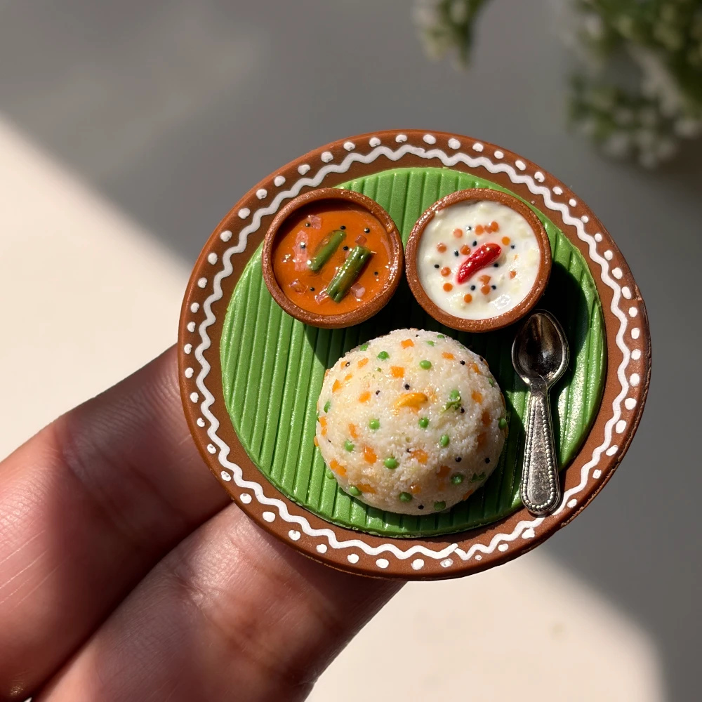 Miniature Upma Thali Magnet