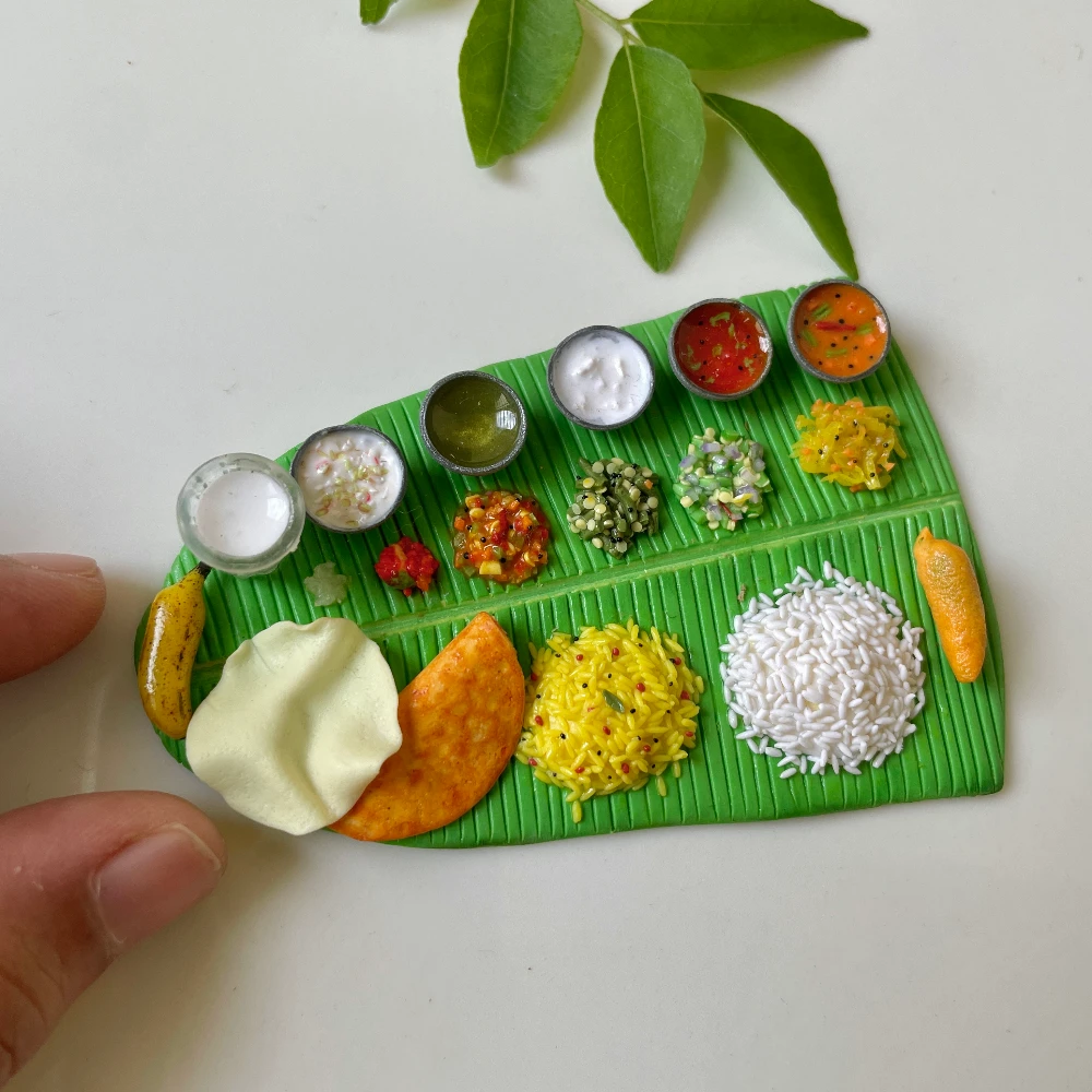 Miniature South Indian Banana Leaf Meal Fridge Magnet