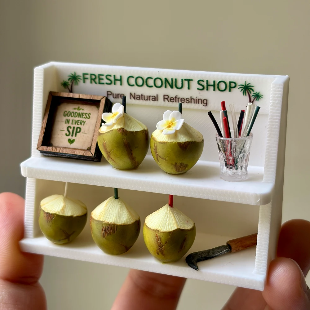 Miniature Fresh Coconut Shop Fridge Magnet