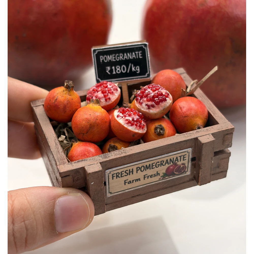 Miniature Pomegranate Crate Fridge Magnet