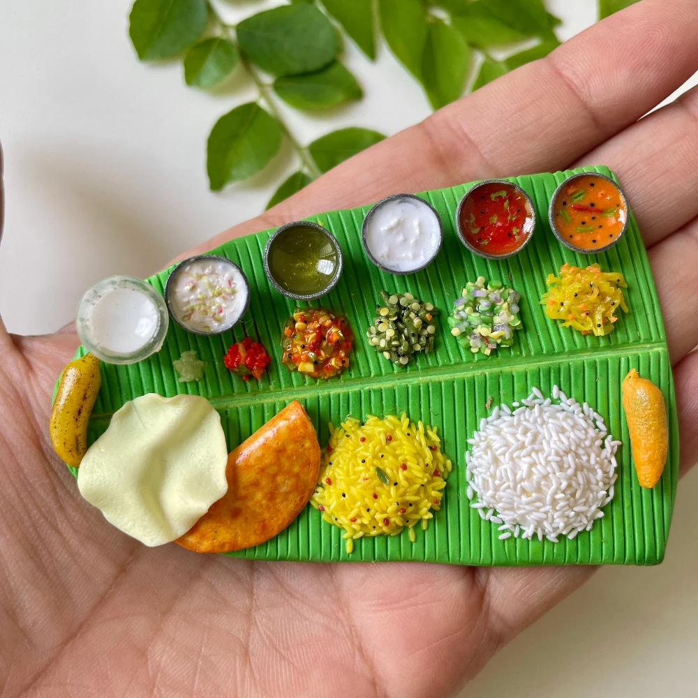 Miniature South Indian Banana Leaf Meal Fridge Magnet