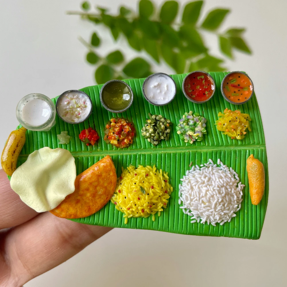 Miniature South Indian Banana Leaf Meal Fridge Magnet