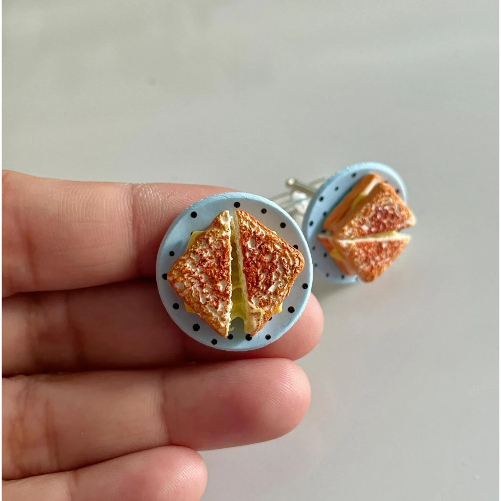 Miniature Cheese Sandwich Cufflinks