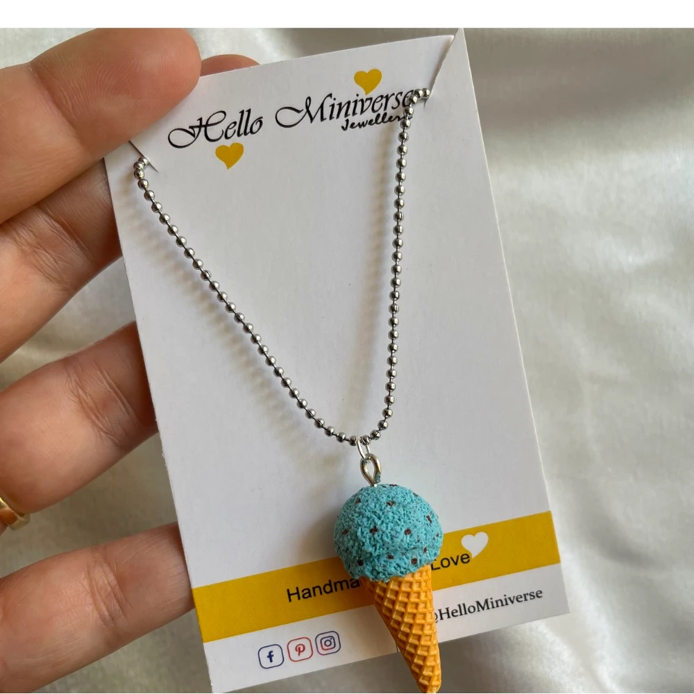 Miniature Mint  Ice Cream Necklace