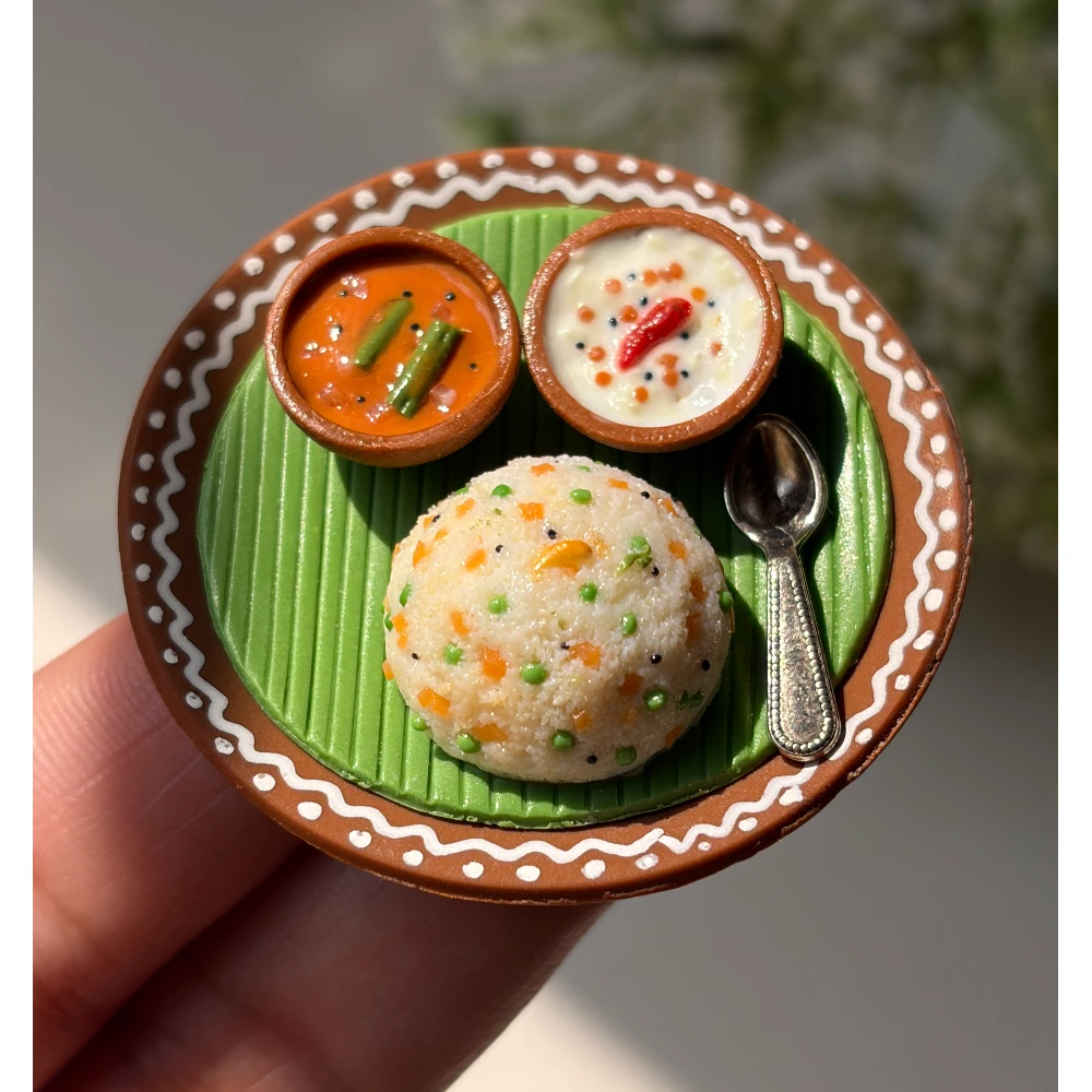 Miniature Upma Thali Magnet