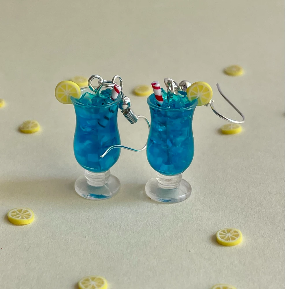 Miniature Blue Lagoon Mocktail Earrings