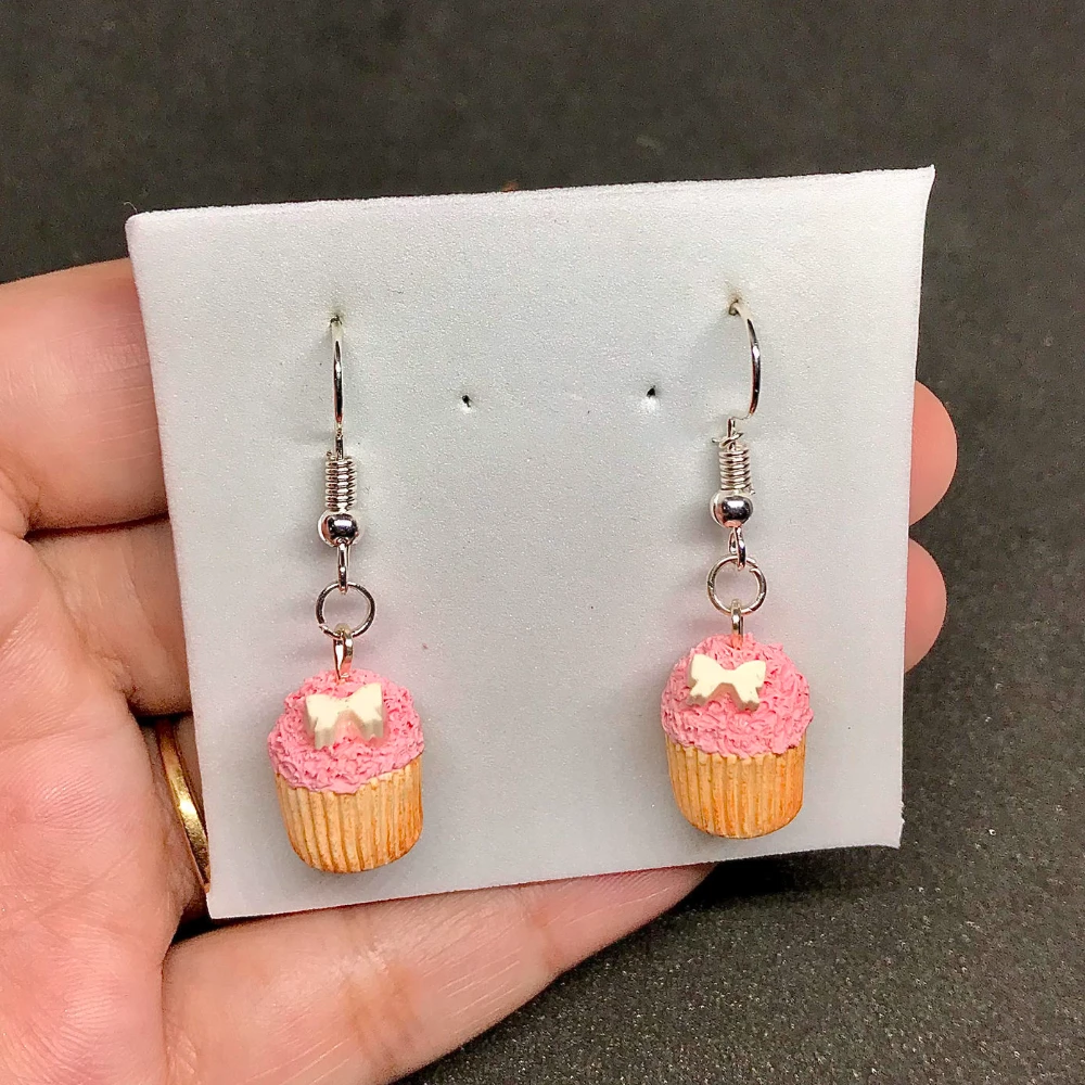 Miniature Pink Frosting Cupcakes Earrings
