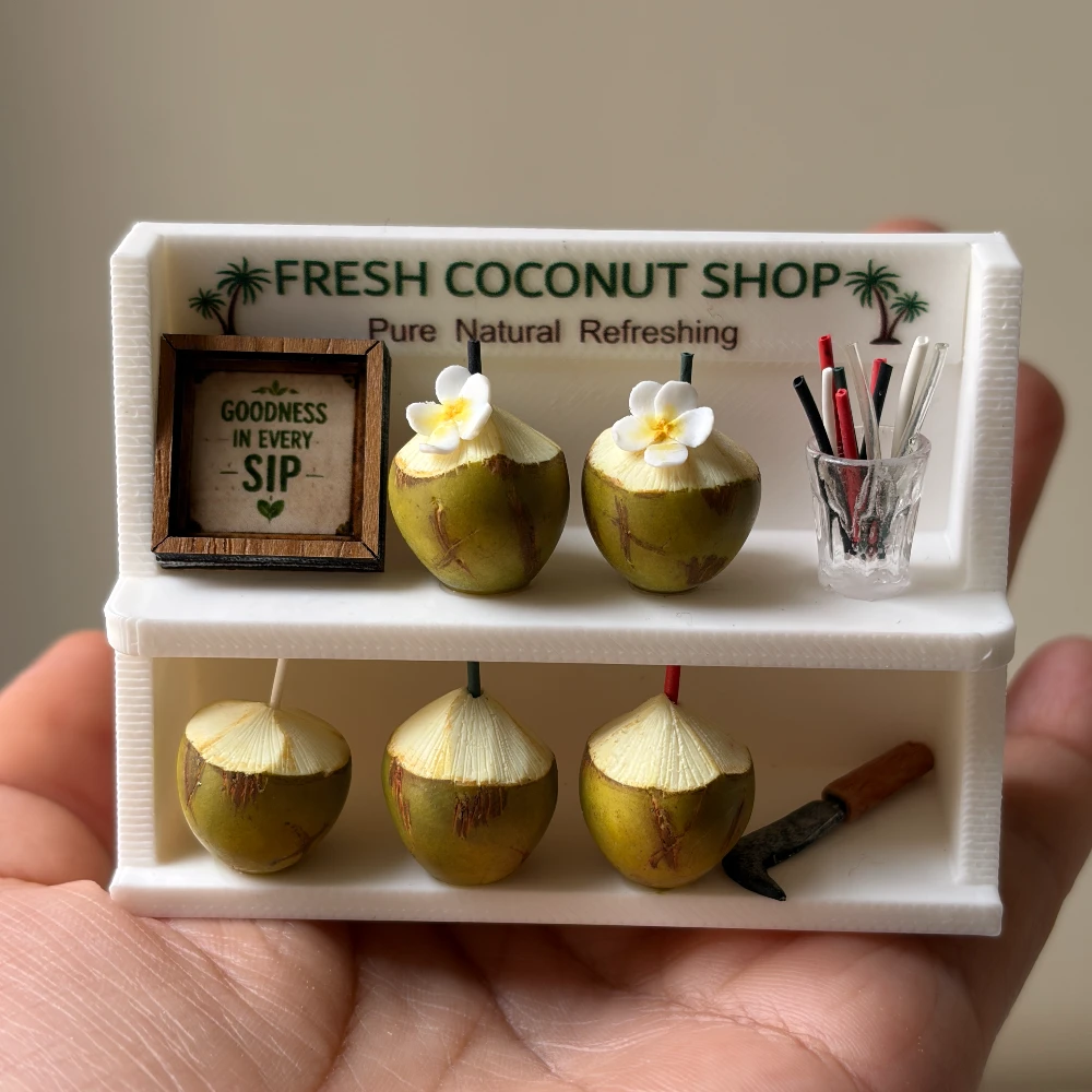 Miniature Fresh Coconut Shop Fridge Magnet
