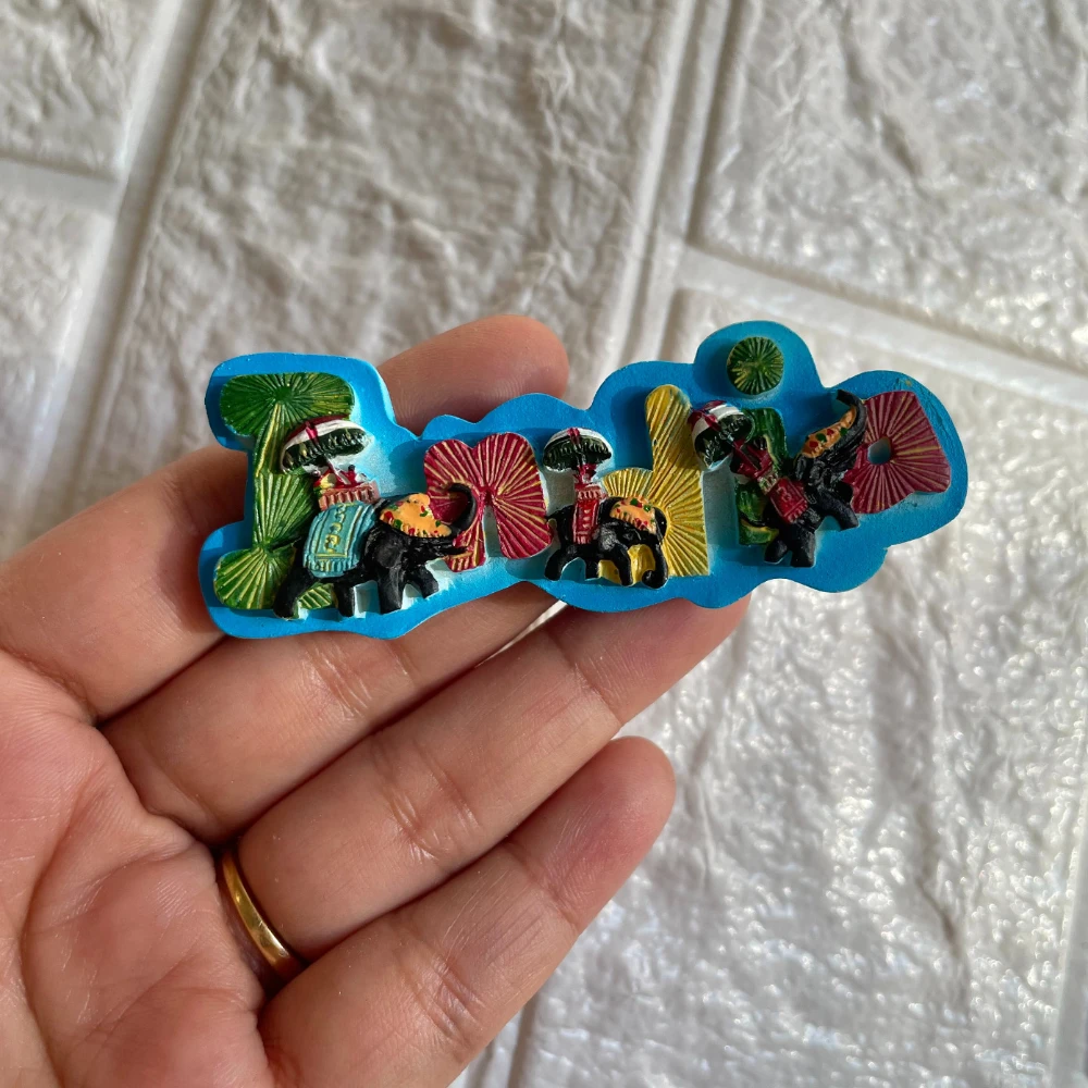 Colorful Elephants India Fridge Magnet
