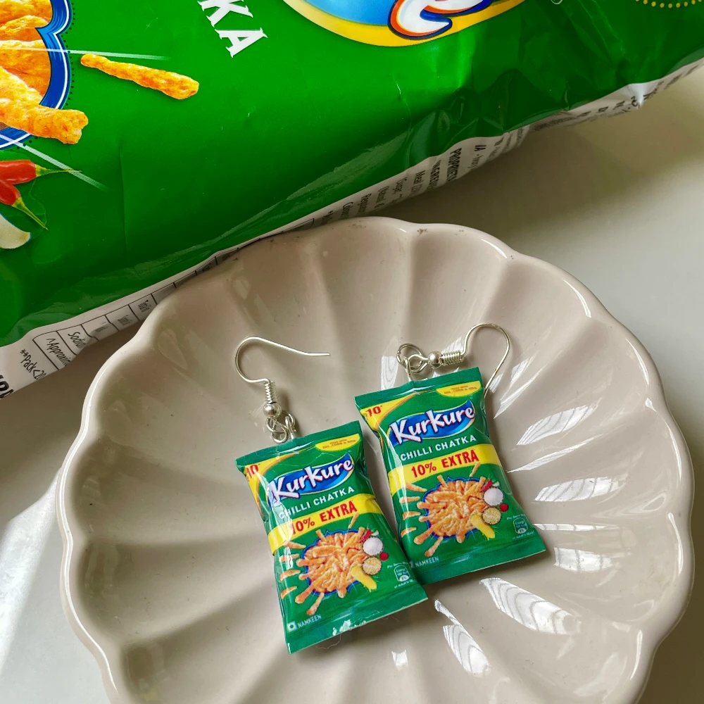 Miniature Chilli Chatka Kurkure Earrings