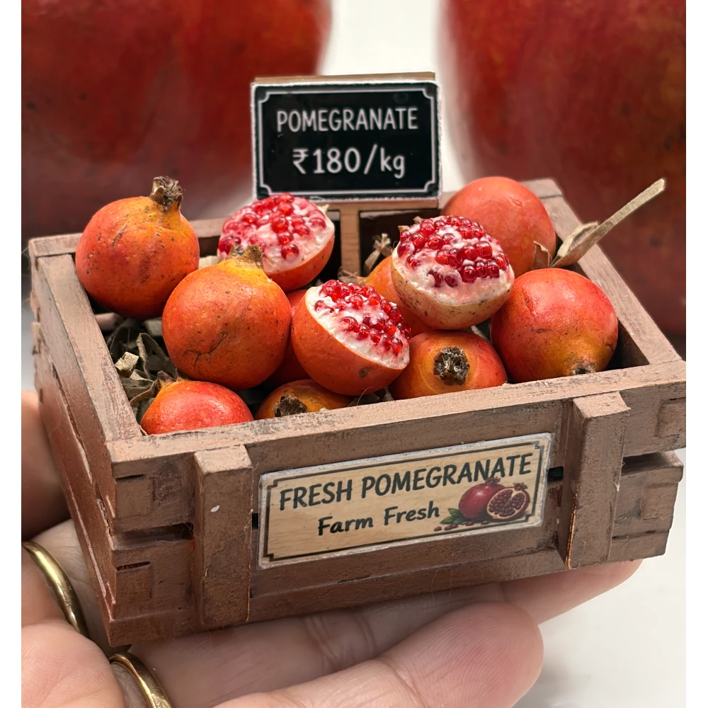 Miniature Pomegranate Crate Fridge Magnet