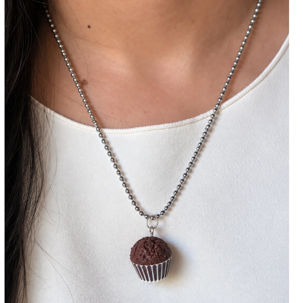 Miniature Chocolate Muffin Necklace