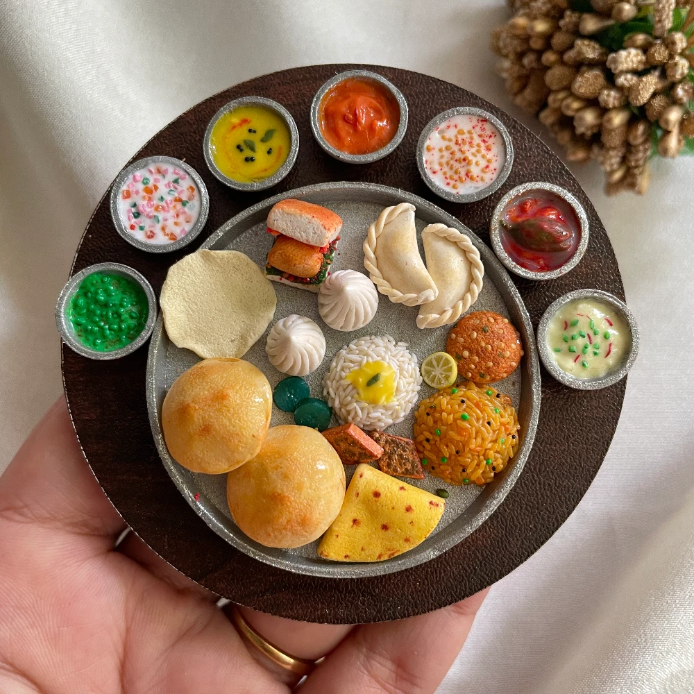 Miniature Maharashtrian Thali Fridge Magnet