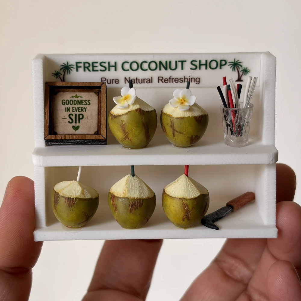 Miniature Fresh Coconut Shop Fridge Magnet