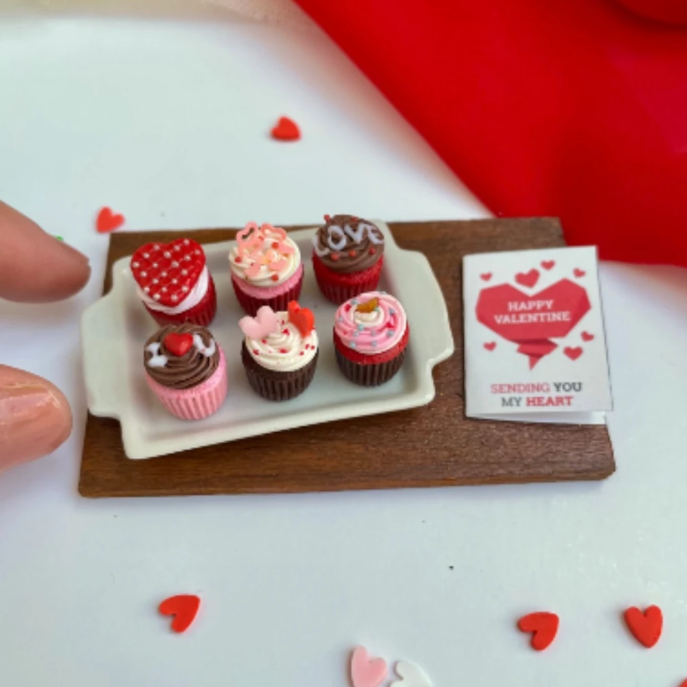 Miniature Valentine's Day Cupcakes Fridge Magnet