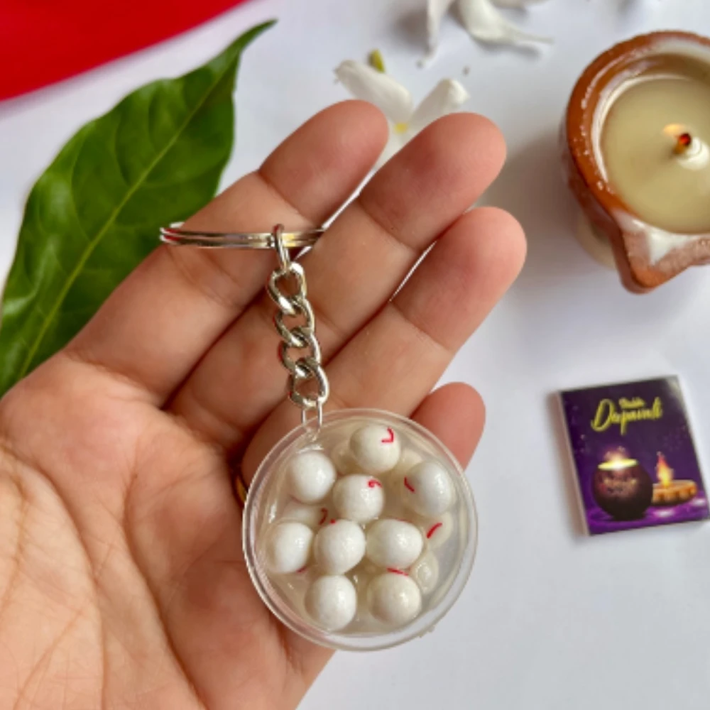 Miniature Rasgulla Keychain