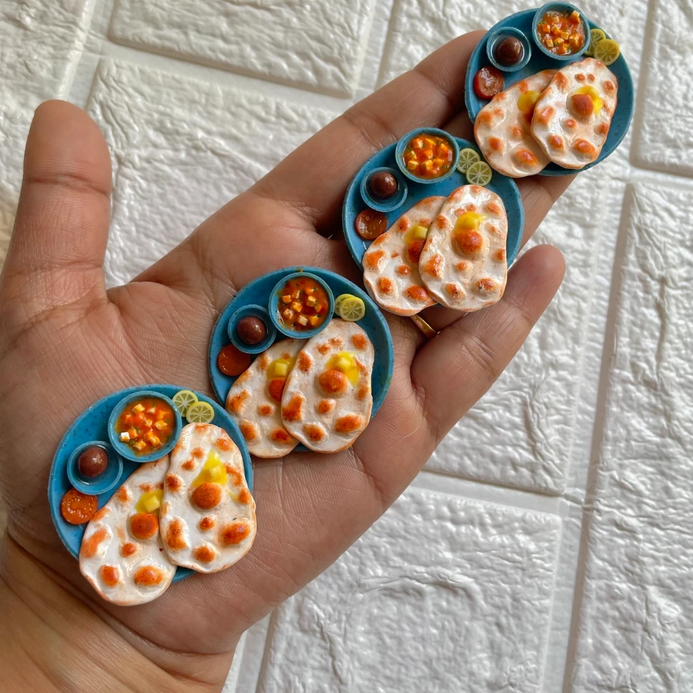 Miniature Naan Paneer With Gulab Jamun Fridge Magnet