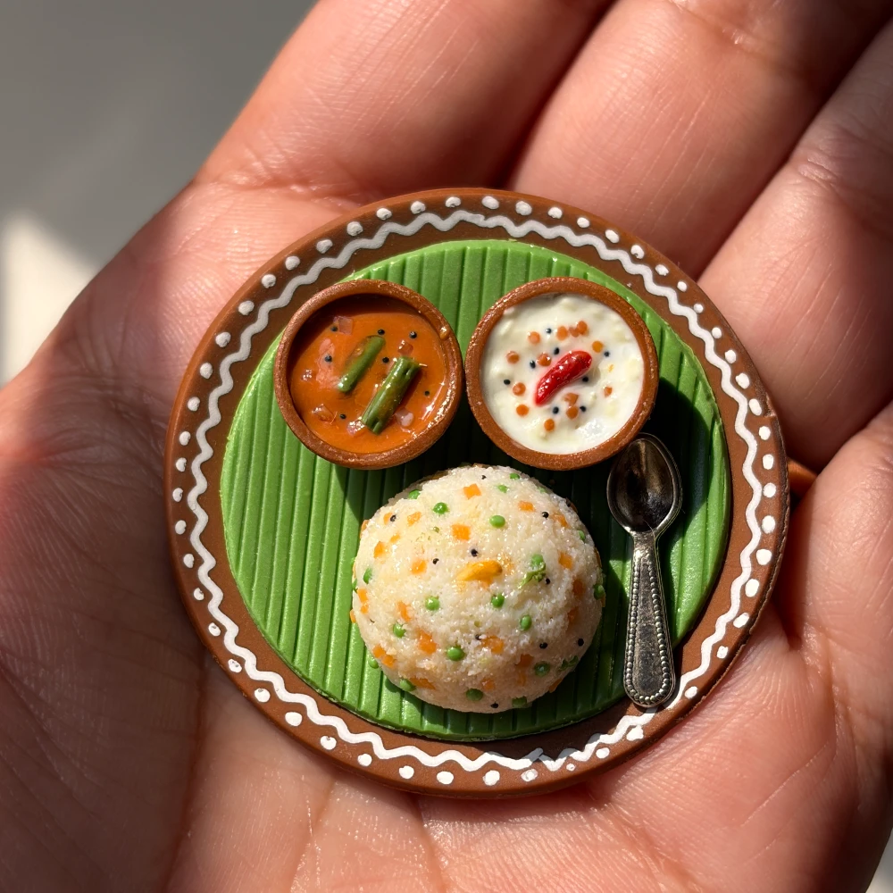 Miniature Upma Thali Magnet