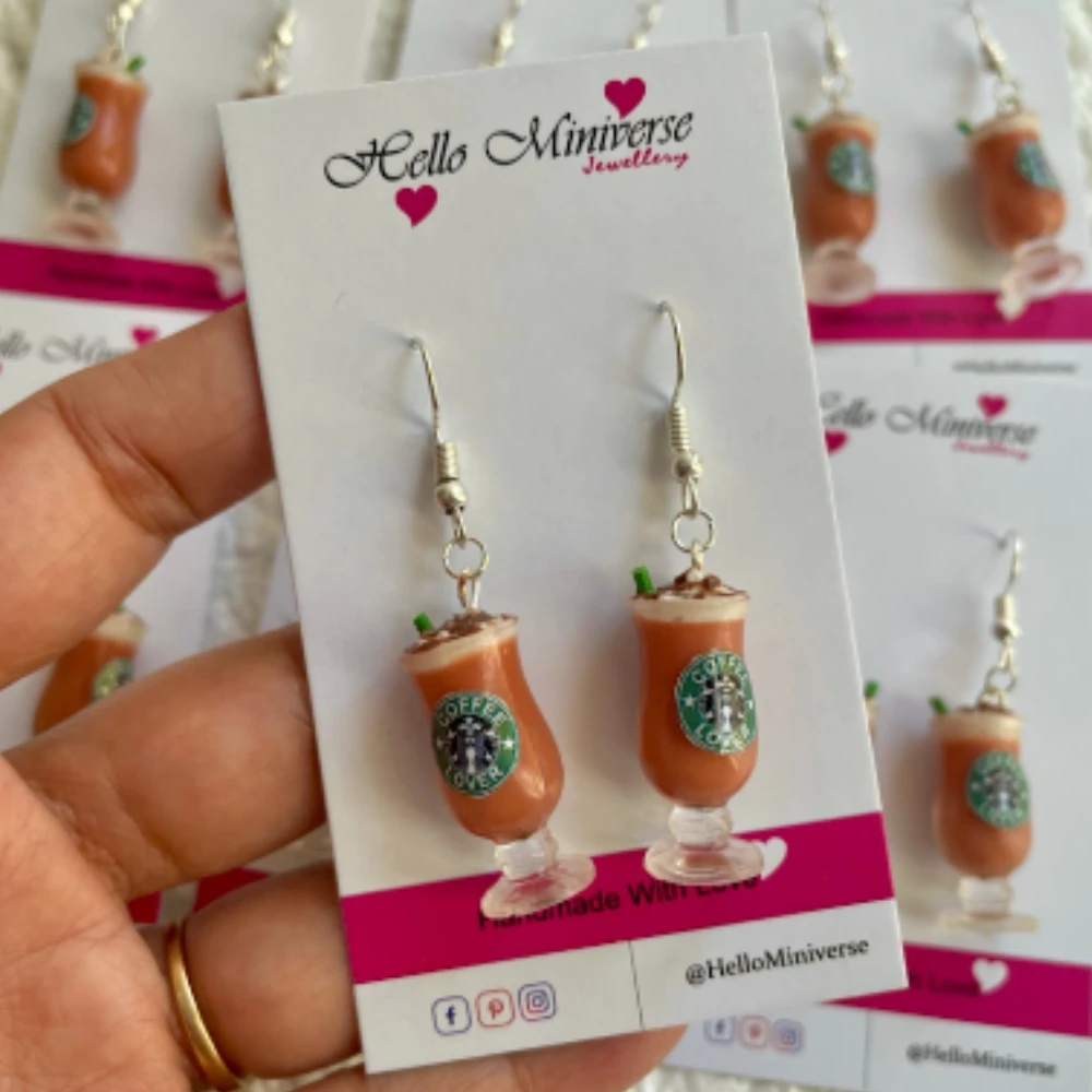 Miniature Starbucks Cold Coffee Earrings