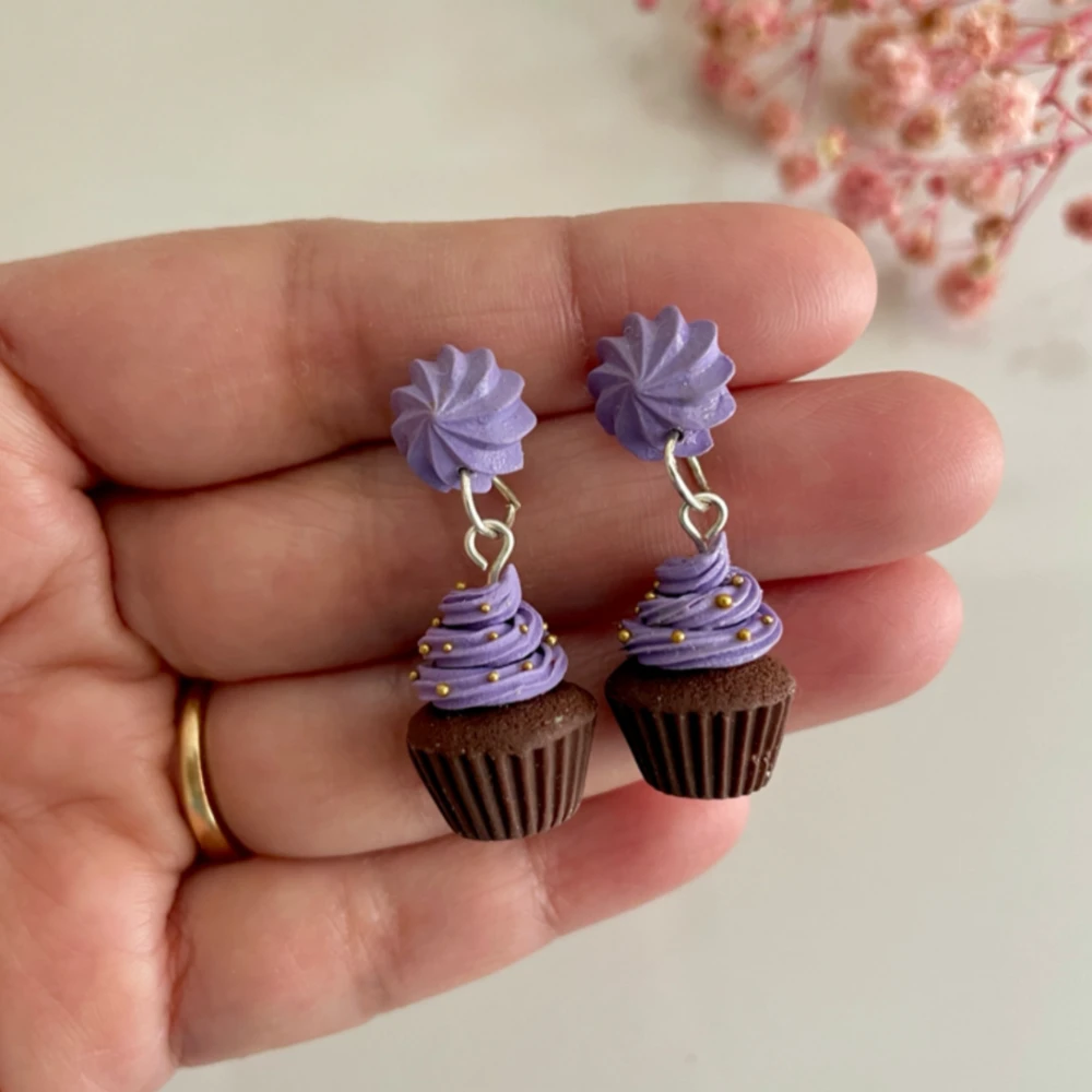 Miniature Purple Cupcake earrings