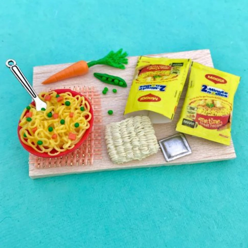 Miniature Maggi with Carrots and Peas Fridge Magnet